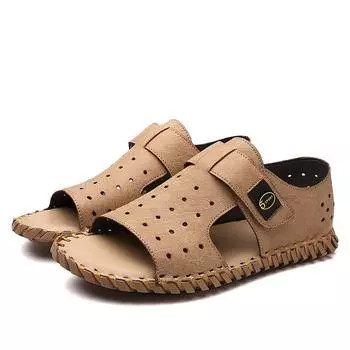 Летние новые мужские повседневные сандалии большого размера, мужская пляжная обувь, классные тапочки, большой размер 46, полые мужские туфли 895 38