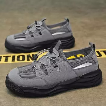 Летние новые мужские повседневные сандалии с полой сеткой корейская версия модной тенденции на платформе для молодых мужчин 39