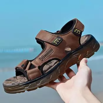 Летние новые мужские сандалии для активного отдыха, треккинговая обувь, полые сандалии, модная пляжная обувь, модные сандалии 39 коричневый
