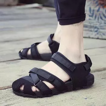 Летние новые мужские сандалии шлепанцы тапочки мужская обувь для прогулок на открытом воздухе пляжная повседневная обувь дешевая мужская обувь Zapatos Hombre 35 чёрный