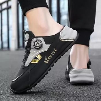 Летние новые мужские тапочки, брендовые удобные повседневные туфли для мужчин, модные плоские кроссовки, высококачественные мужские полутапочки большого размера 39