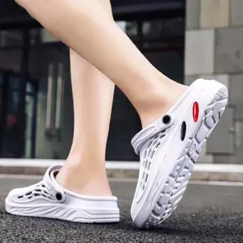 Летние новые мужские тапочки, модные женские легкие сандалии из ЭВА с мягкой подошвой, нескользящие пляжные тапочки для пар, домашние тапочки 36 белый