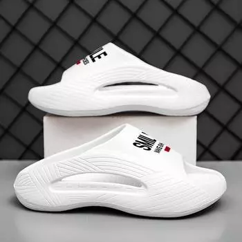 Летние новые мужские тапочки, уличные сандалии, пляжные удобные мягкие шлепанцы, домашняя мужская повседневная обувь, мужские домашние тапочки, уличные сандалии 38-39 чёрный