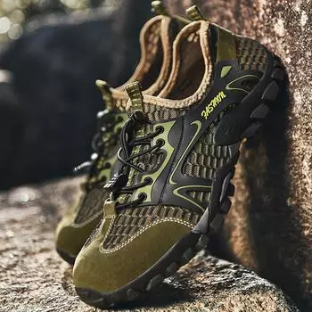 Летние новые мужские туфли большого размера из сетки, дышащие, для отдыха на природе, походов, походов по ручью, 503 39 чёрный