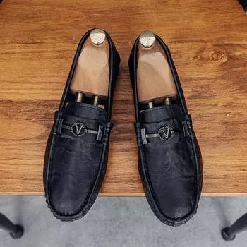 Летние новые мужские туфли, мокасины, низкие повседневные мужские туфли, мягкая кожа, мягкая подошва, износостойкие шапочки, мужские кожаные туфли 39
