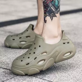 Летние новые мужские туфли с дышащей подошвой, с низким верхом, повседневные, простые, с толстой подошвой, закрывающие ноги, пляжные туфли 39