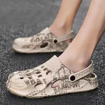 Летние новые мужские туфли с отверстиями из ЭВА, трендовая верхняя одежда, полые туфли «птичье гнездо», модные пляжные тапочки с сумкой на голове, толстая подошва 39 белый