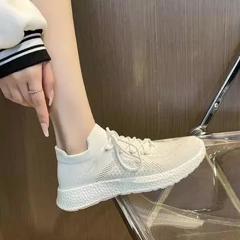 Летние новые носки и обувь для студентов, повседневные кроссовки из сетчатой ткани Fly-Woven, легкая спортивная обувь, дышащая обувь из кокоса 35 серый