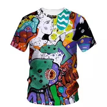 Летние новые оригинальные абстрактные графические футболки для мужчин, трендовые, индивидуальные, повседневные, с принтом калейдоскопа, с круглым вырезом, с коротким рукавом S