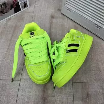 Летние новые оригинальные нишевые низкие кеды флуоресцентно-зеленого цвета на толстой подошве, студенческая спортивная и повседневная обувь 35