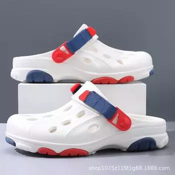 Летние новые парные туфли с отверстиями простые универсальные нескользящие толстоподошвенные износостойкие пляжные крутые шлепанцы в наличии 36-37 белый