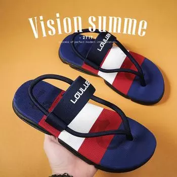 Летние новые пляжные шлепанцы мужские модные мужские сандалии на платформе для отдыха на открытом воздухе 38 чёрный