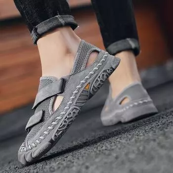 Летние новые пляжные туфли повседневная сумка голова римские туфли повседневная мужская пляжная обувь сумка голова пляжные туфли Обувь 38 песочный