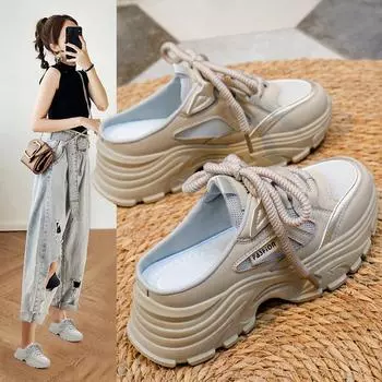 Летние новые полуподдерживающие белые туфли для женщин Ins модные дышащие студенческие туфли для повседневного ношения на улице 35 белый