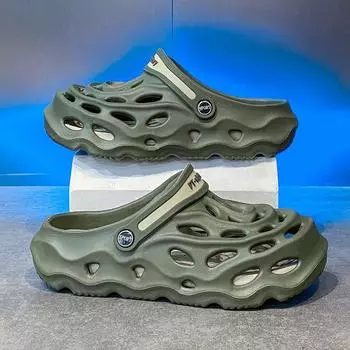 Летние новые полые дышащие туфли с отверстиями для мужчин, которые носят ощущение наступания на дерьмо, повседневная мода, пляжные сандалии Baotou 39