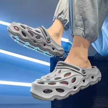 Летние новые полые дышащие туфли с отверстиями для мужчин, которые носят ощущение наступания на дерьмо, повседневная мода, пляжные сандалии Baotou 39