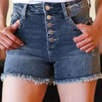 Летние новые повседневные рваные джинсы с высокой талией, женские модные винтажные свободные джинсовые шорты с синими кисточками, женские элегантные шорты больших размеров с карманами 24723 S синий