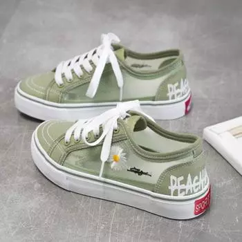 Летние новые повседневные туфли с сетчатой поверхностью на плоской подошве, модные кроссовки, женские весенне-осенние роскошные дизайнерские туфли 35 чёрный