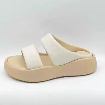 Летние новые простые женские тапочки 2024 года с круглым носком, открытым носком, однотонные, толстая подошва, наклонный каблук, удобная женская обувь 38 жёлтый