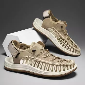 Летние новые сандалии мужские дизайнерские модные повседневные уличные вейдерсы большого размера ручная работа высококачественные пляжные сандалии для мужчин 38 хаки