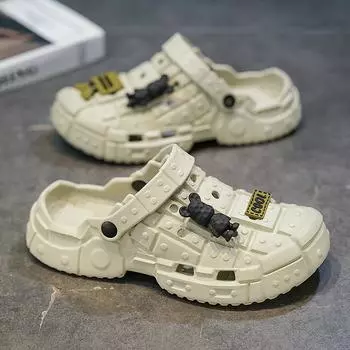 Летние новые сандалии мужские дырочные туфли мужская дорожная сумка головные сандалии пляжная обувь повседневные сандалии мужские пара 40 песочный