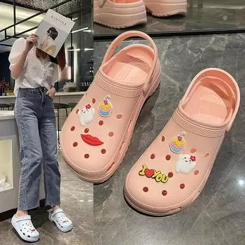 Летние новые сандалии нескользящие домашние тапочки женские на толстой подошве верхняя одежда сумка с отверстием для головы обувь 35 белый