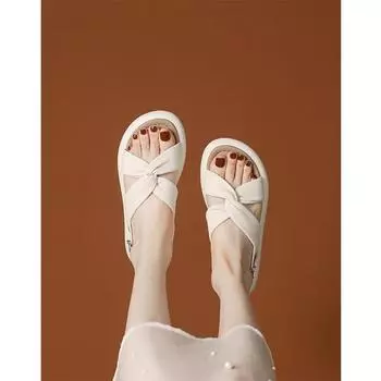 Летние новые сандалии в стиле феи на плоской подошве 2024 года, женские сандалии с открытым носком и перекрестными ремешками, повседневные пляжные тапочки для женщин 35 хаки