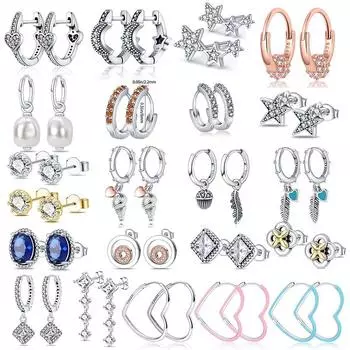 Летние новые серьги из 100% стерлингового серебра 925 пробы, серьги в форме сердца и ракушки, женские украшения, ювелирные украшения своими руками, подарки на день рождения