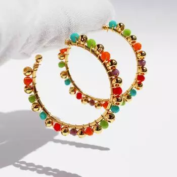 Летние новые серьги с бусинами из цветного риса Dopamine, преувеличенные серьги в стиле бохо, праздничные серьги 925