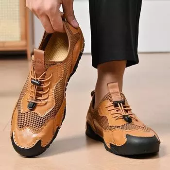 Летние новые сетчатые туфли мужские большого размера дышащие мужские туфли для отдыха на плоской подошве повседневные шапки-бини осьминог мужские 38 чёрный