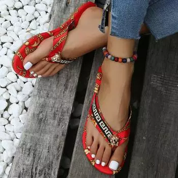 Летние новые шлепанцы женские большого размера с плоским принтом модные пляжные сандалии женские домашние тапочки повседневные пляжные шлепанцы Feminino 35 чёрный