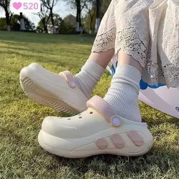 Летние новые симпатичные тапочки на толстой подошве, нескользящие, с рисунком из мультфильма, крутые тапочки, женские повседневные универсальные туфли с отверстиями для женщин 35 синий