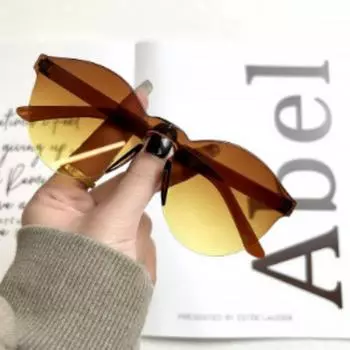 Летние новые солнцезащитные очки в круглой оправе, модные пляжные солнцезащитные очки цвета желе для женщин One Size коричневый