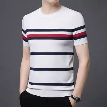 Летние новые стильные модные мужские футболки с короткими рукавами и круглым вырезом для молодежи и среднего возраста, мужские топы в корейском стиле M чёрный