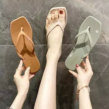 Летние новые стильные модные сандалии-шлепанцы на плоской подошве, женская мода, простая верхняя одежда, шлепанцы для пляжа, пляжные тапочки 36 зелёный