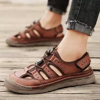 Летние новые стильные мужские сандалии для спорта на открытом воздухе, полые сандалии, пляжная обувь 39 песочный