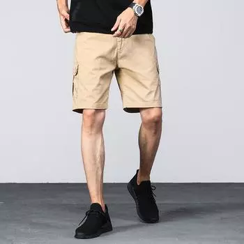 Летние новые свободные прямые мужские рабочие брюки пять четвертей дышащие мужские шорты молодежные шорты с несколькими карманами 28 белый