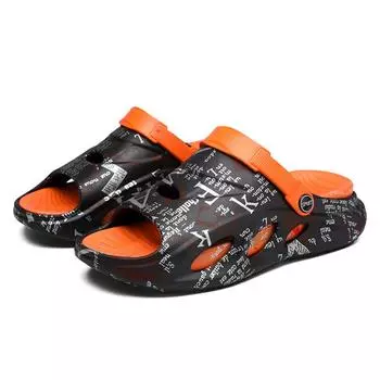 Летние новые тапочки мужские повседневные пляжные тапочки легкие сандалии мужские туфли с одним словом мужские 39 чёрный