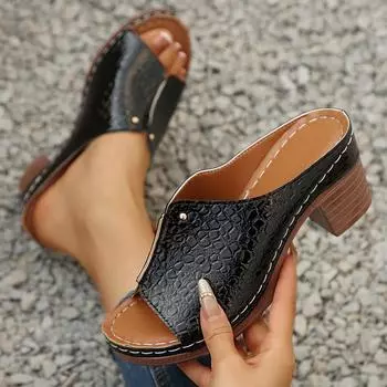 Летние новые тапочки с одним словом «рыбьи губы» женские крутые тапочки с наклонным каблуком европейские и американские тапочки большого размера для независимых станций 36 серебряный