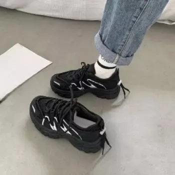 Летние новые туфли для пап на платформе Ins Running Shoes, дышащие и легкие повседневные спортивные туфли для женщин 35