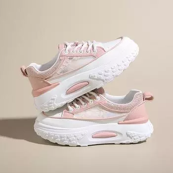 Летние новые туфли для пап на толстой подошве 2024 года, универсальные повседневные кроссовки на шнуровке, дышащие, удобные кроссовки для бега в Корейском стиле 35 чёрный