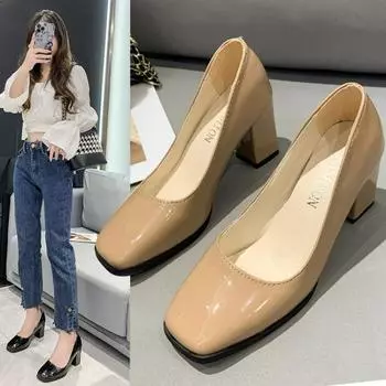 Летние новые туфли-лодочки 2024 года для женщин на высоком каблуке, женские модные лакированные туфли на шпильке с острым носком, Zapatos De Mujer 35 чёрный
