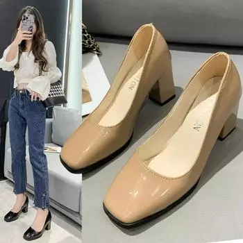 Летние новые туфли-лодочки на высоком каблуке, женские модные лакированные туфли из сексуальной кожи с острым носком и каблуком-шпилькой 35 чёрный