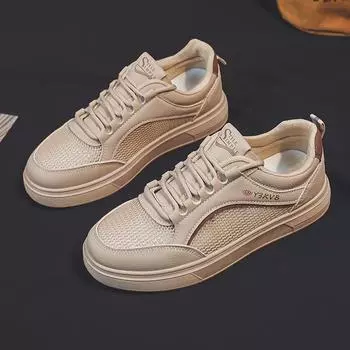 Летние новые универсальные и легкие дышащие сетчатые белые туфли с подъемом на подошве, повседневные спортивные туфли для скейтбординга для женщин 35