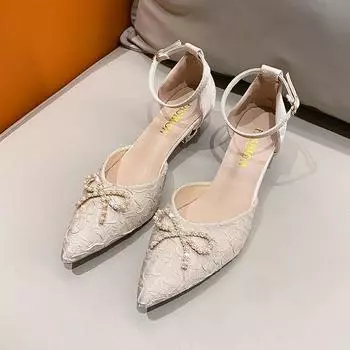 Летние новые женские босоножки с бантом, украшенные бисером, туфли на шпильках с открытым носком и высоким каблуком для женщин, женская обувь с неглубоким носком 35 абрикосовый