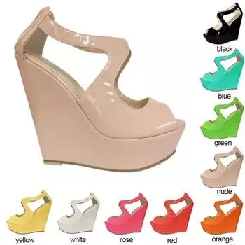 Летние новые женские босоножки, сексуальные туфли на танкетке с открытым носком, 14 см, очень высокие каблуки, вечерние, свадебные туфли 35 телесный