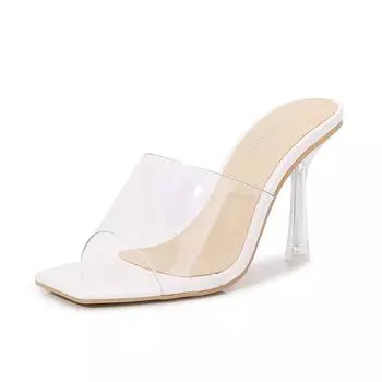 Летние новые женские крутые шлепанцы с открытым носком, сексуальные туфли-стилеты на высоком каблуке в виде бокала, больших размеров 36