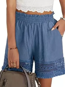 Летние новые женские повседневные кружевные шорты S чёрный