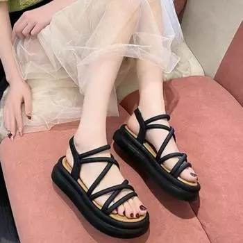 Летние новые женские сандалии на платформе Muffin Fashion 35 чёрный