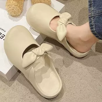 Летние новые женские тапочки из ЭВА с закрытым носком и мягкой подошвой 36 коричневый